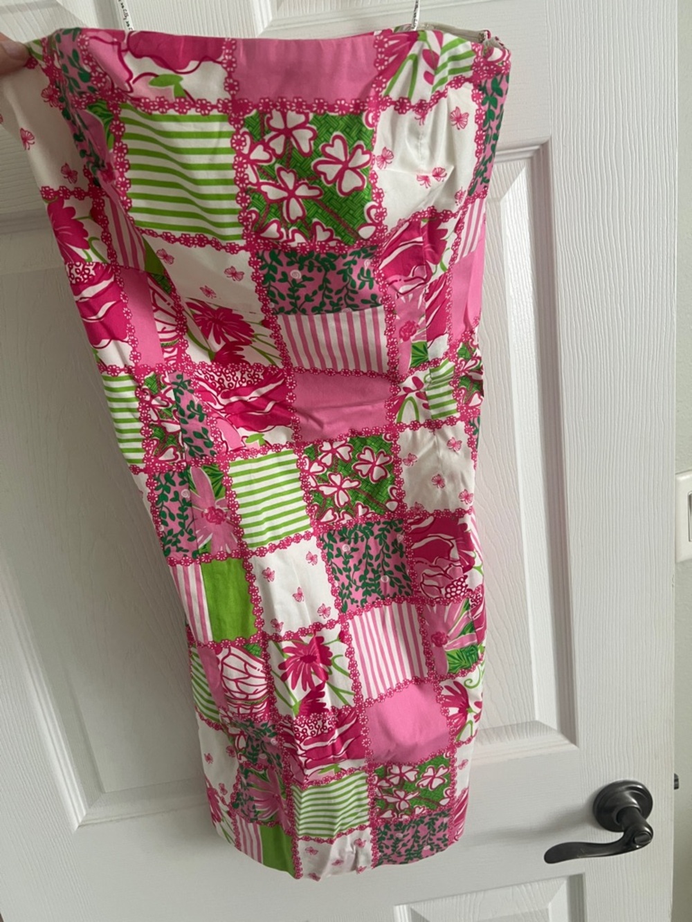 Lilly Pulitzer Pink & Green Floral Patchwork Strapless Dress